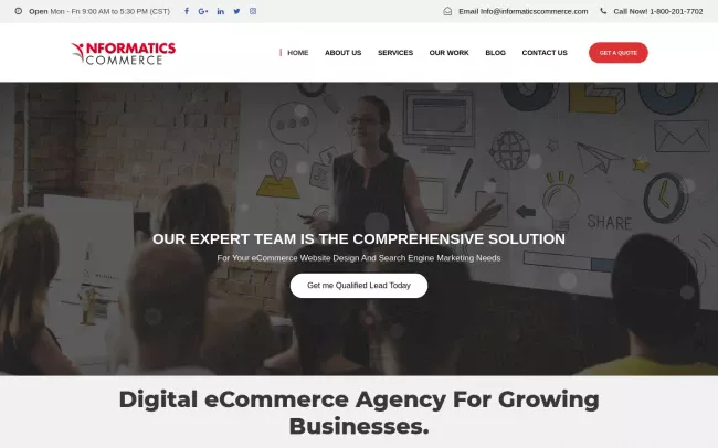 Screenshot of the Informatics Commerce Inc Website