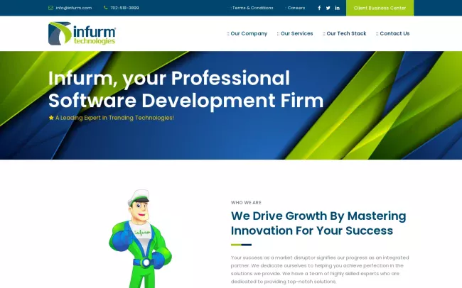 Screenshot of the Infurm Technologies LLC. Website
