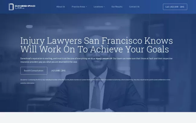 Screenshot of the Injury Lawyers SF Website