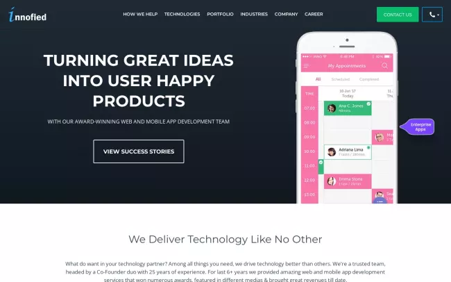 Screenshot of the Innofied Website