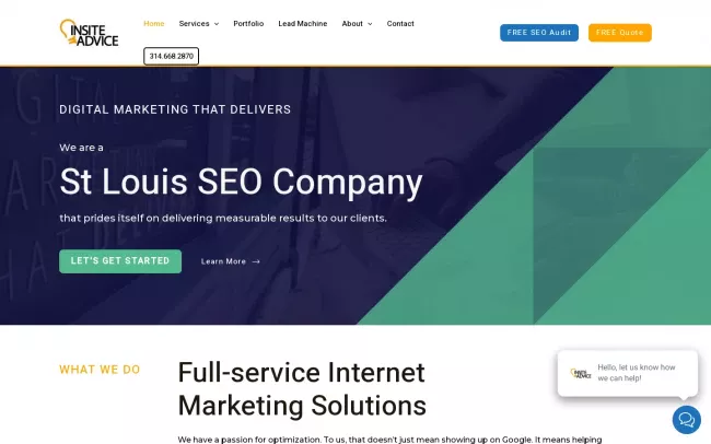 Screenshot of the Insite Advice SEO & Digital Marketing Agency Website
