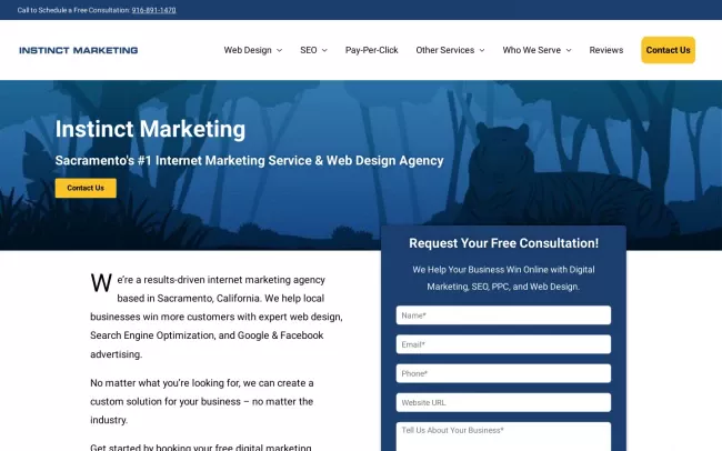 Screenshot of the Instinct Marketing Website
