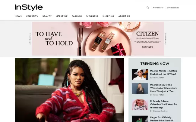Screenshot of the InStyle Blog