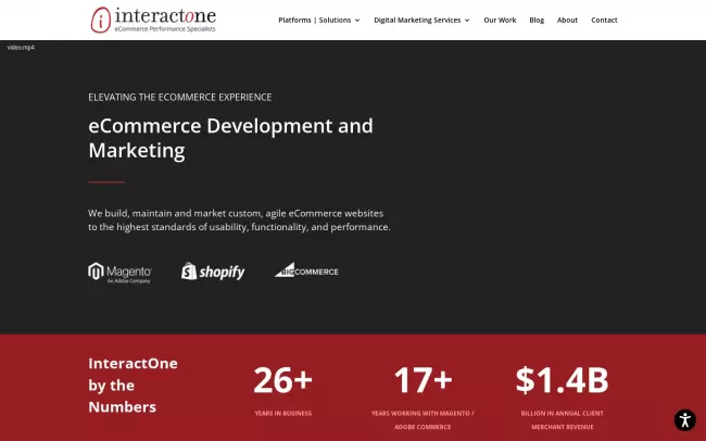 Screenshot of the InteractOne, Inc | eCommerce Agency Website