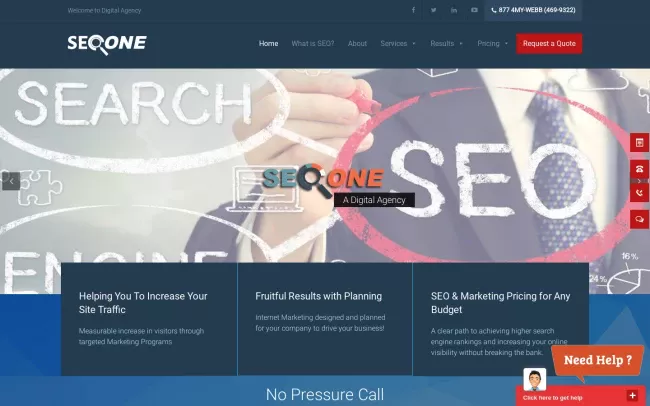 Screenshot of the SEOONE - Digital Marketing Solutions Website