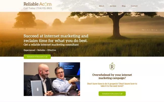 Screenshot of the Reliable Acorn Website
