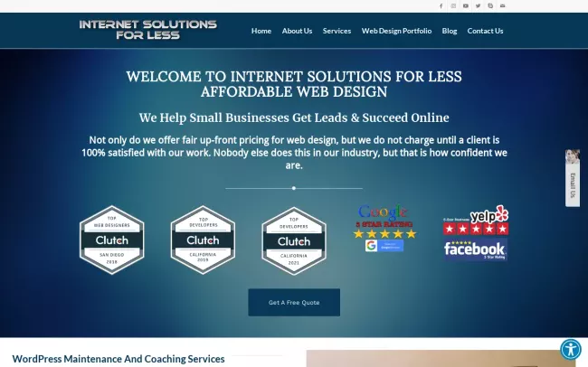 Screenshot of the Internet Solutions For Less Website