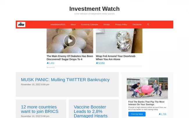 Screenshot of the Investment Watch Blog
