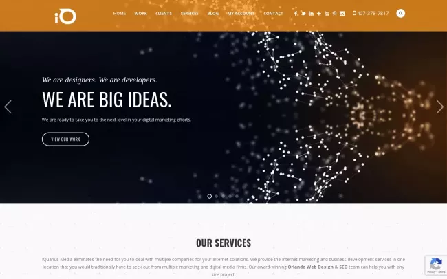 Screenshot of the iQuarius Media Website