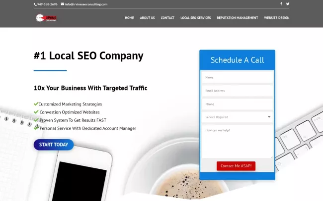 Screenshot of the Irvine SEO Consulting Orange County LLC Website