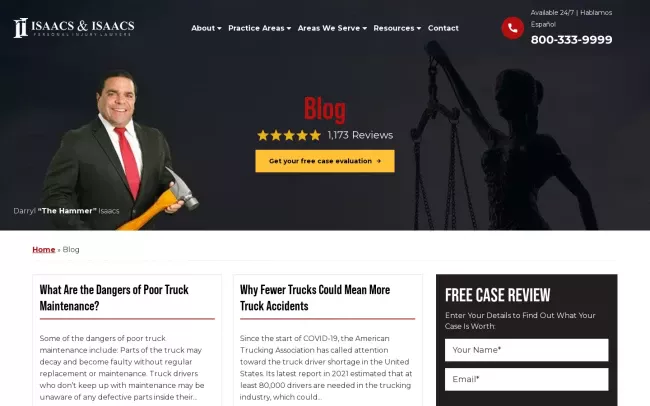Screenshot of the Isaacs and Isaacs Blog