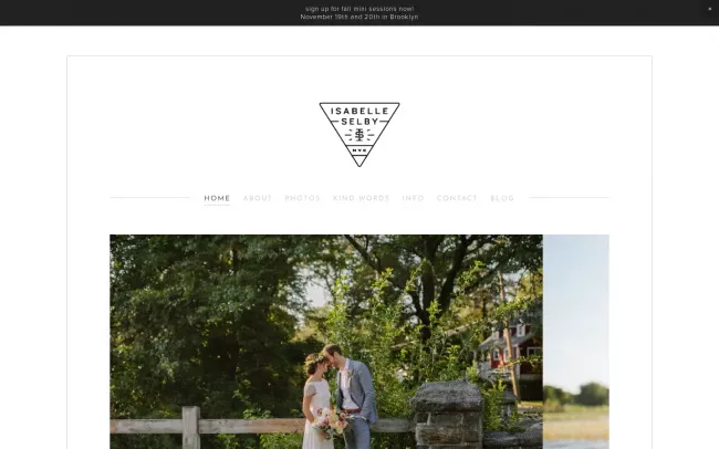 Screenshot of the Isabelle Selby Photography Website