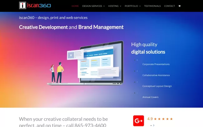 Screenshot of the iScan 360 Branding Website