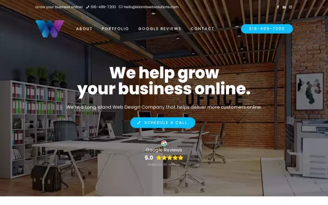 Screenshot of the Long Island Web Design Company: Island Web Website