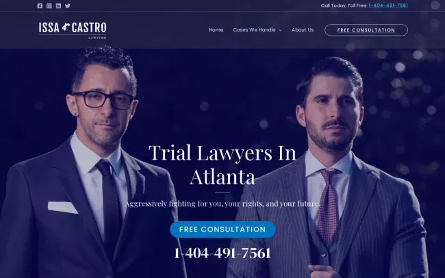 Screenshot of the Issa and Castro LLC Website