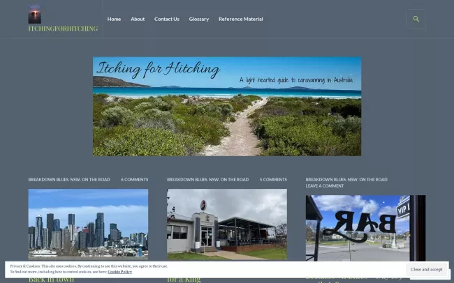Screenshot of the Itching For Hitching Blog