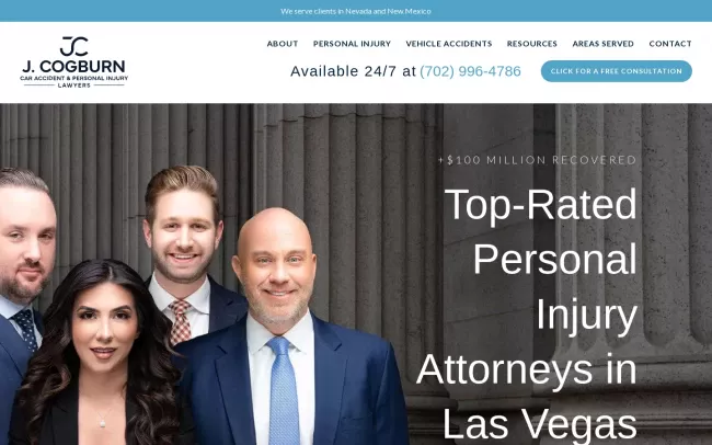 Screenshot of the Cogburn Davidson Car Accident and Personal Injury Lawyers Website
