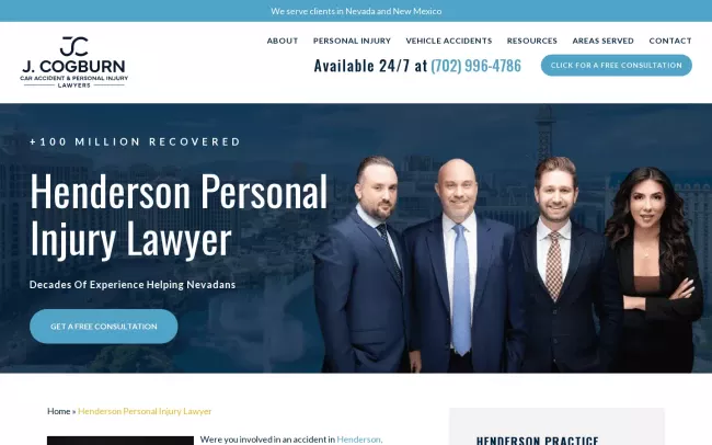 Screenshot of the Cogburn Davidson Car Accident & Personal Injury Lawyers Website