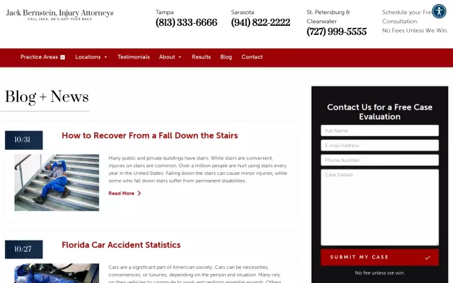 Screenshot of the Jack Bernstein, Injury Attorneys Blog