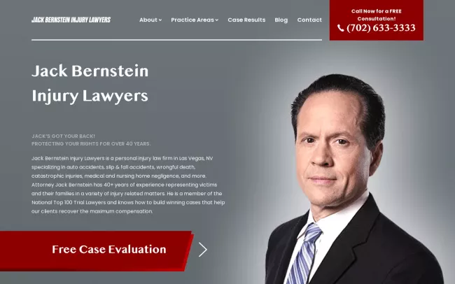 Screenshot of the Jack Bernstein Injury Lawyers Website