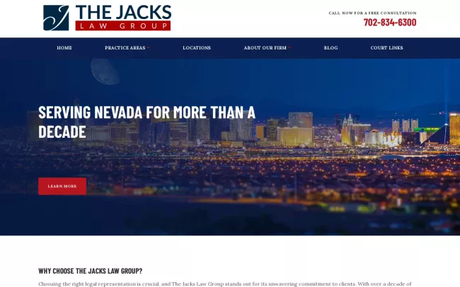 Screenshot of the The Jacks Law Group Website