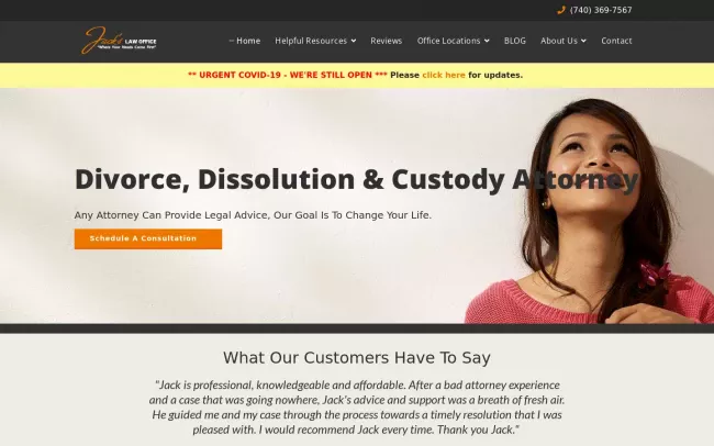 Screenshot of the Jack's Law Office Website