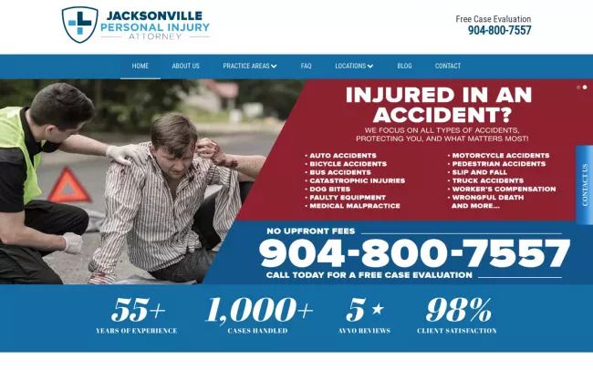 Screenshot of the Jacksonville Personal Injury Attorney Website