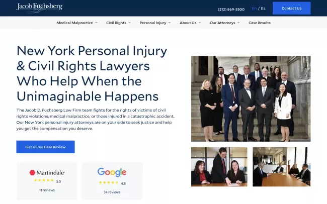 Screenshot of the Jacob D. Fuchsberg Law Firm Website