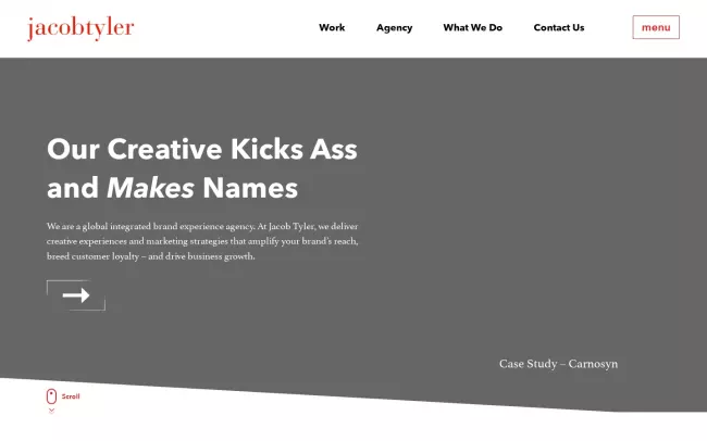 Screenshot of the Jacob Tyler Website