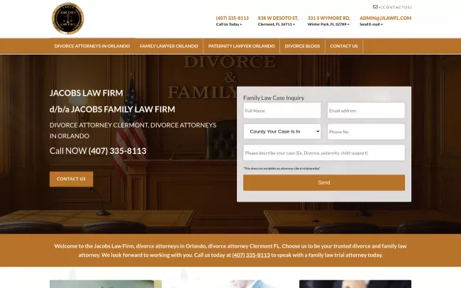 Screenshot of the Jacobs Family Law Firm Website