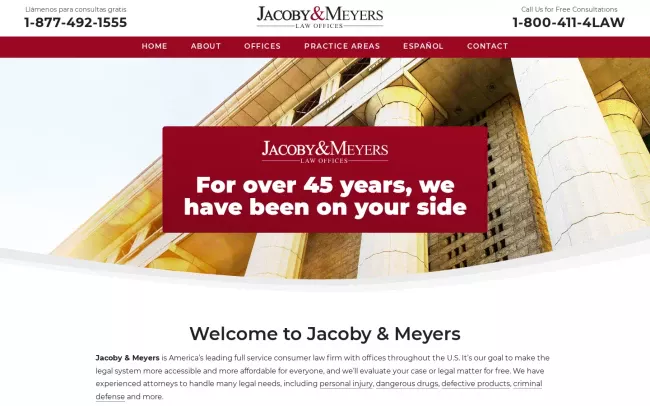 Screenshot of the Jacoby & Meyers Law Offices Website