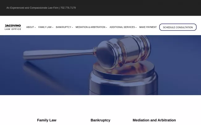 Screenshot of the Jacovino Law Website