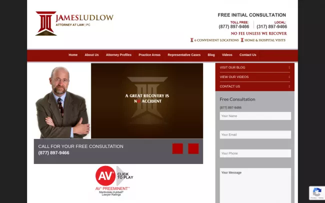 Screenshot of the James F. Ludlow, Attorney at Law, P.C. Website
