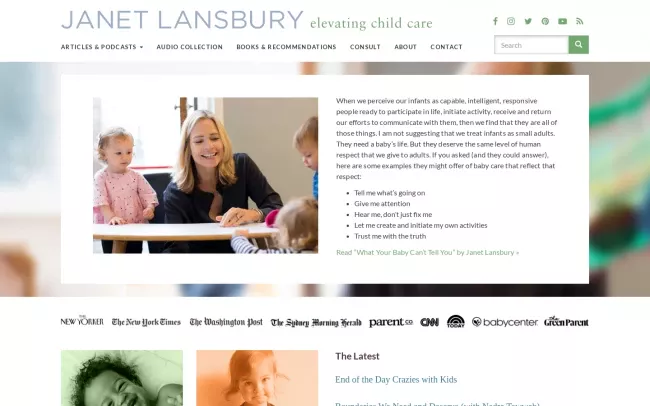 Screenshot of the Janet Lansbury Blog