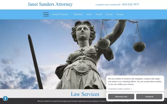 Screenshot of the Janet Sanders Website