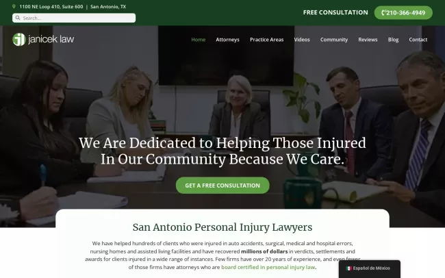 Screenshot of the Janicek Law Website