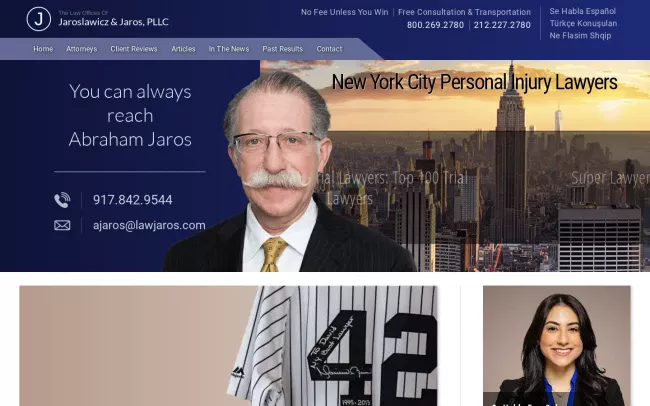 Screenshot of the Jaroslawicz & Jaros, PLLC Website