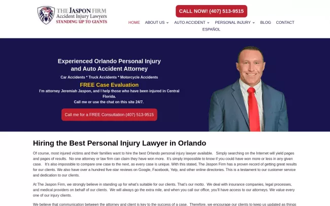 Screenshot of the The Jaspon Firm Accident Injury Lawyer Website