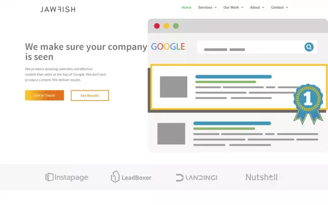 Screenshot of the Jawfish Digital Website
