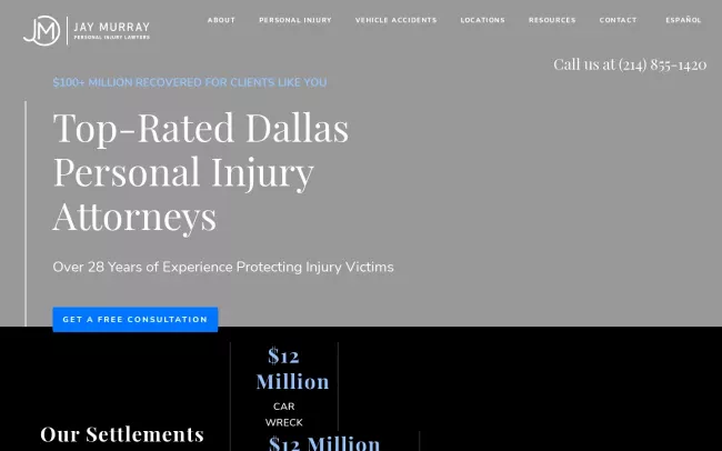 Screenshot of the Jay Murray Personal Injury Lawyers Website