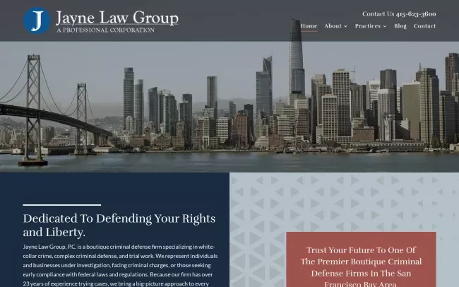 Screenshot of the Jayne Law Group, P.C. Website