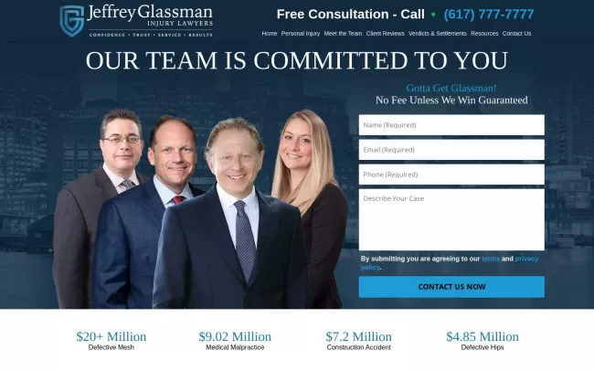Screenshot of the Jeffrey Glassman Law Firm Website