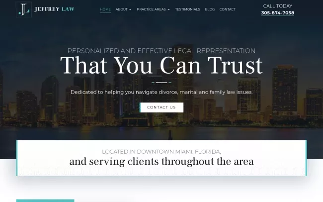 Screenshot of the Jeffrey Law, PA Website