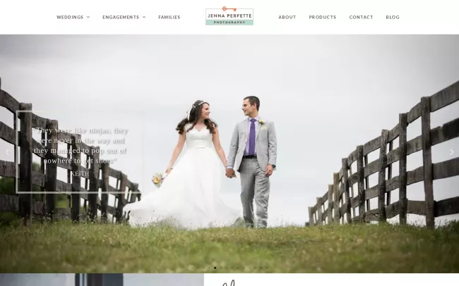 Screenshot of the Jenna Perfette Photography Website