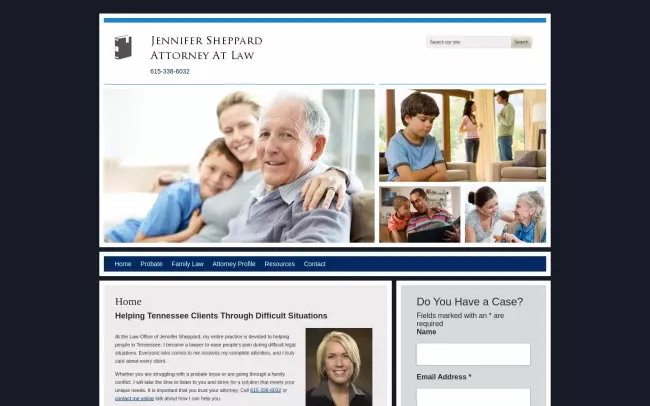 Screenshot of the Jennifer Sheppard Website