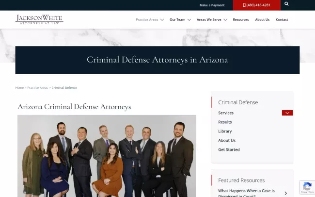 Screenshot of the JacksonWhite Law Website