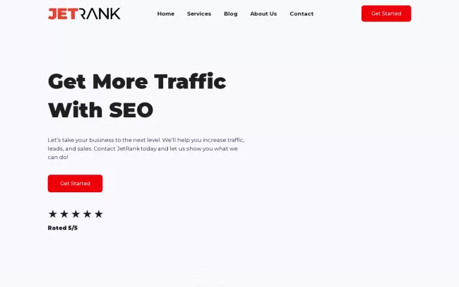 Screenshot of the JetRank Website