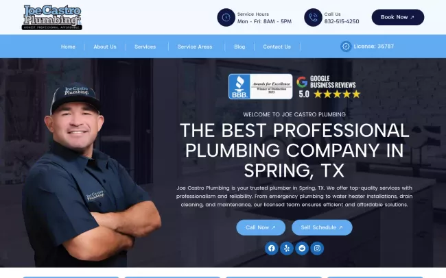 Screenshot of the Joe Castro Plumbing Website