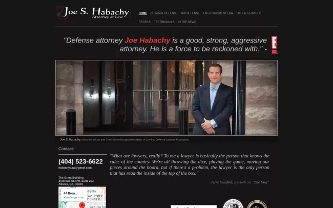 Screenshot of the Joe S. Habachy, PC, Attorney at Law Website