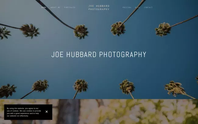 Screenshot of the Joe Hubbard Photography Website
